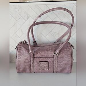 Vintage Y2K Liz Claiborne Mauve Faux Croc Barrel Handbag